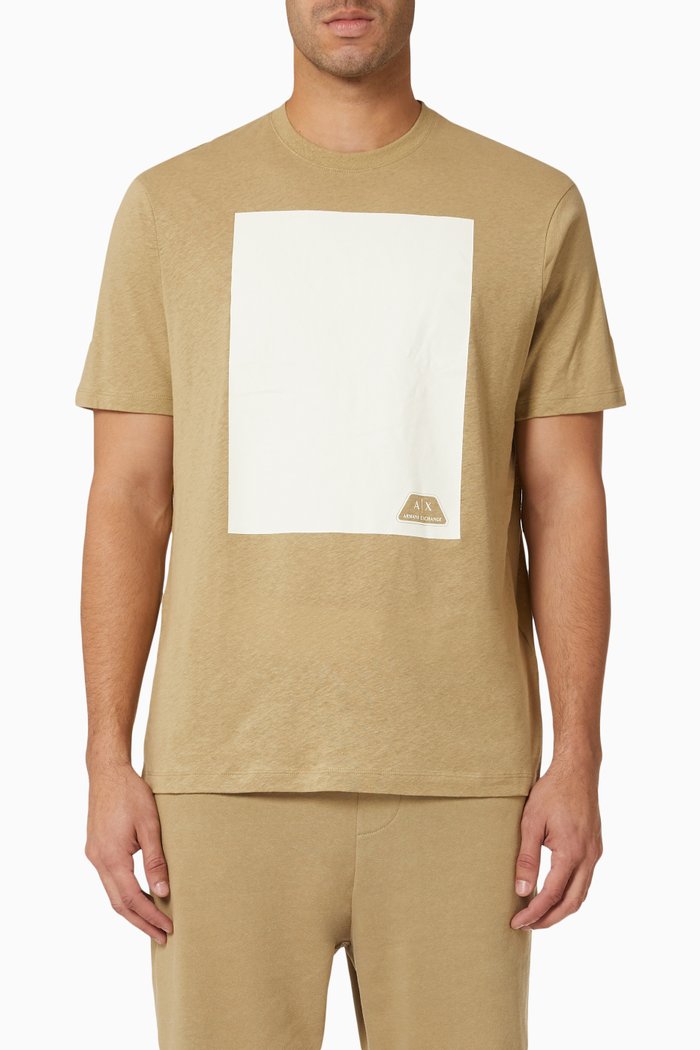 

Contrast Colour Block T-shirt in Cotton Jersey, Neutral
