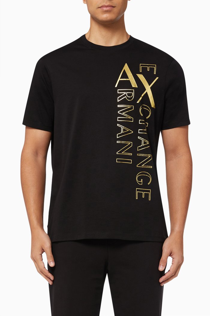 

Metallic Logo T-Shirt in Cotton Jersey, Black