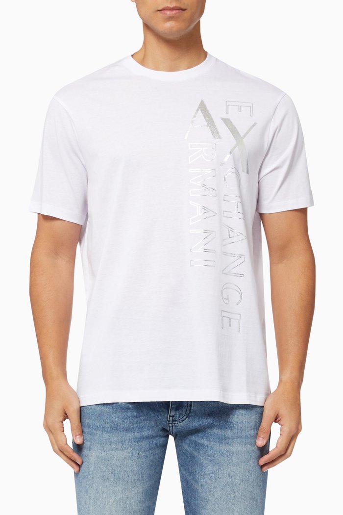 

Metallic Logo T-Shirt in Cotton Jersey, White