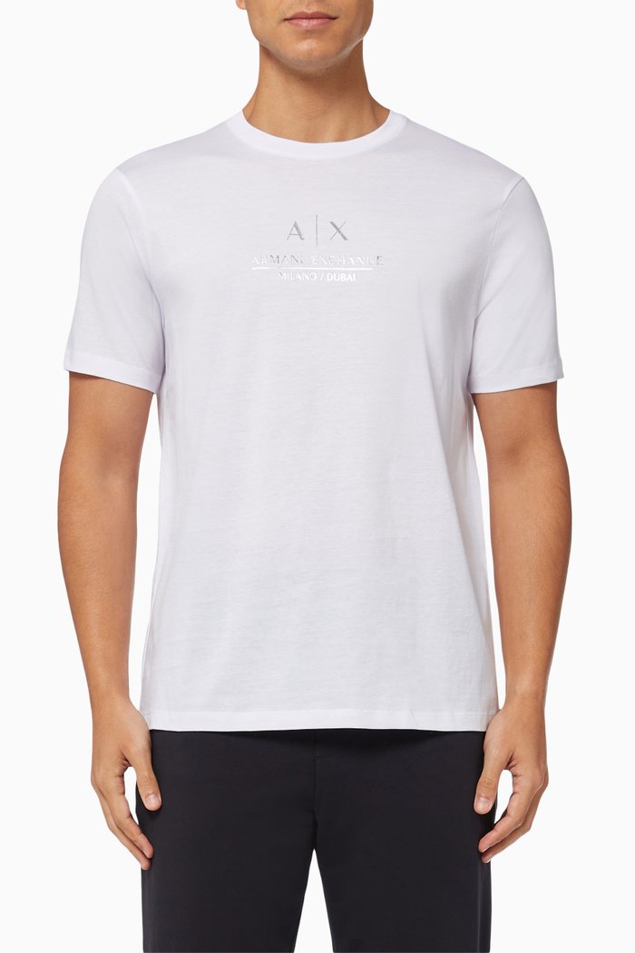 

Metallic Logo Print T-Shirt in Cotton Jersey, White