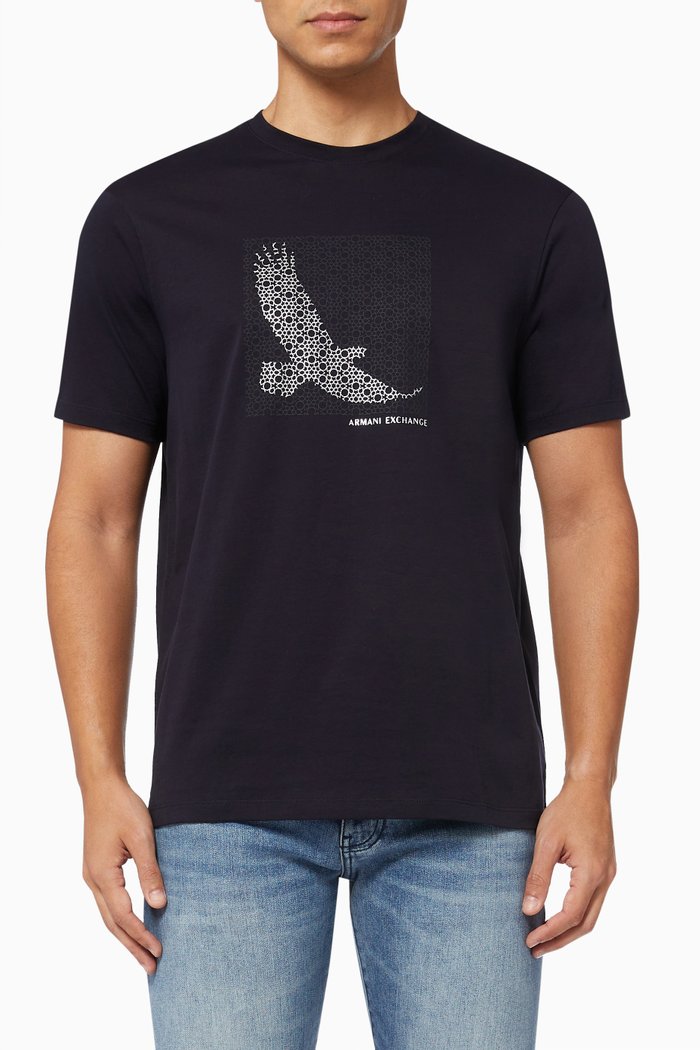 

Eagle Graphic T-Shirt in Cotton Jersey, Blue