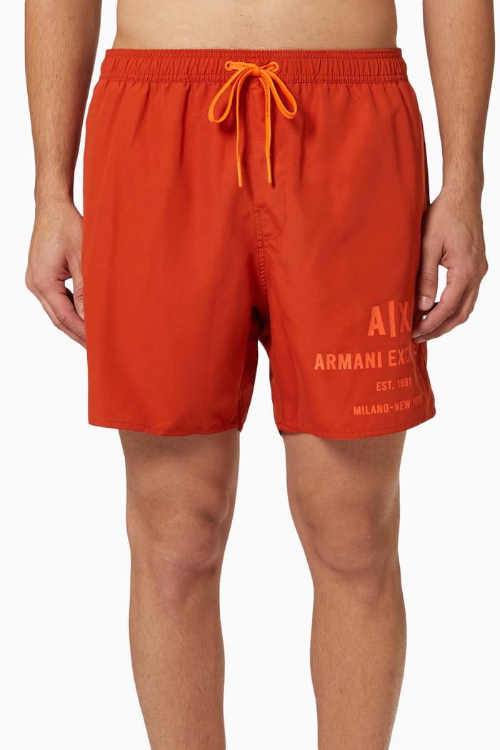 

Logo Print Swim Shorts, Brown