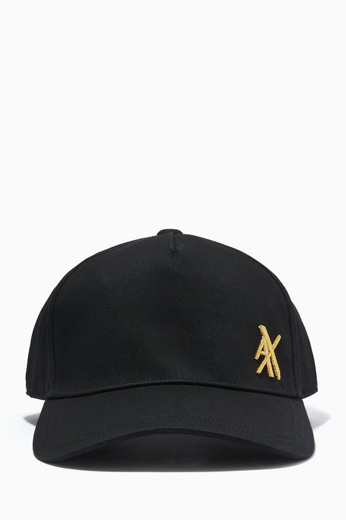 

AX Embroiderey Baseball Cap in Cotton Twill, Black