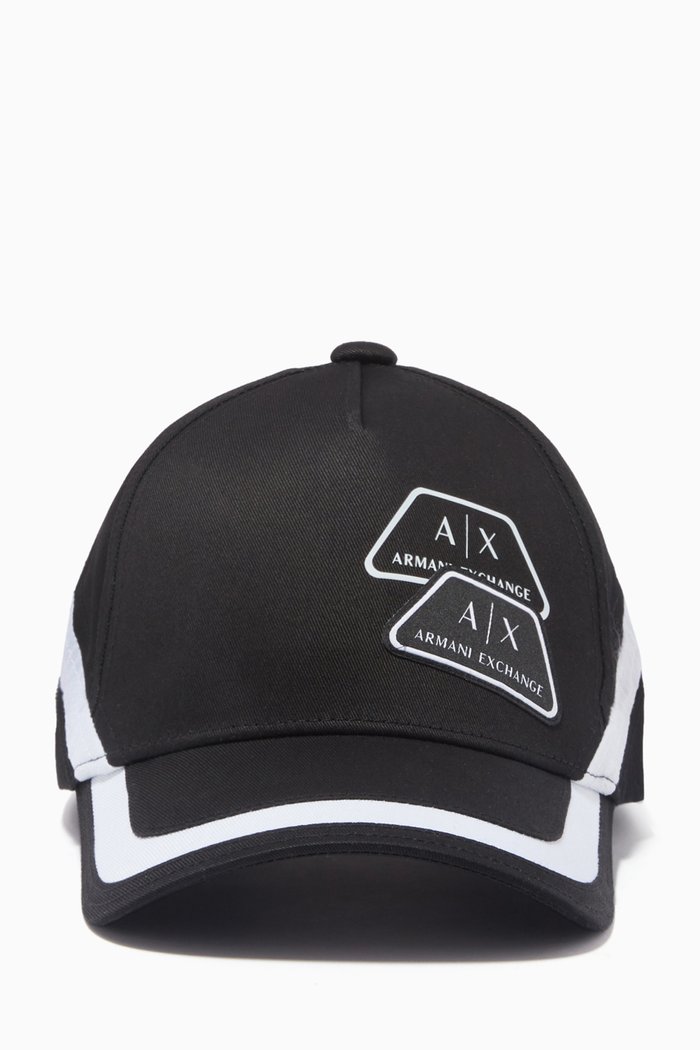 Double AX Logo Patch Cap, Black
