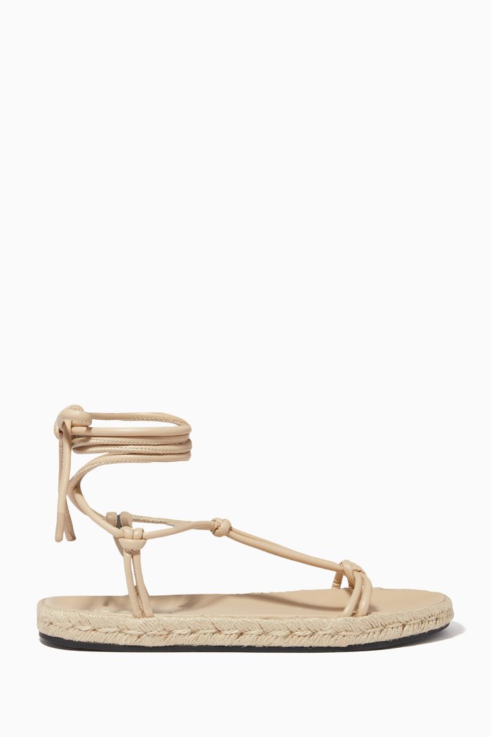 

Lace-up Sandals in Nappa Leather, Neutral