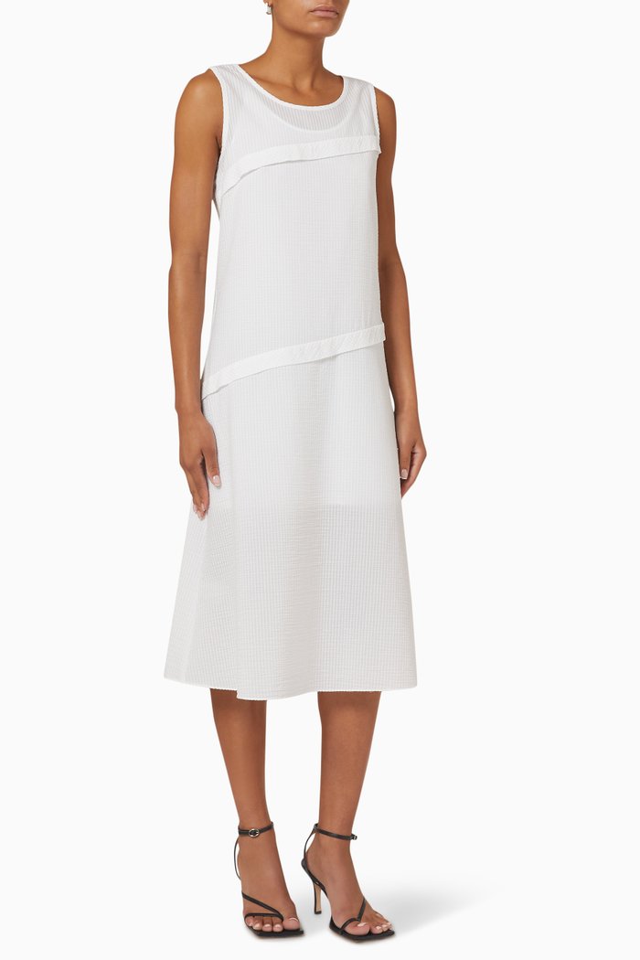 

Striped Seersucker Dress, White