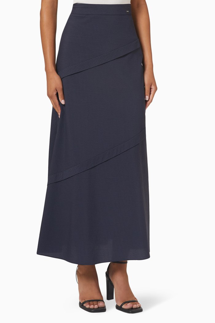 

Stripe Maxi Skirt in Modal, Blue