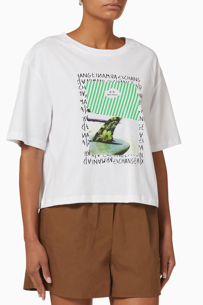 

Graphic Print T-shirt in Cotton, White