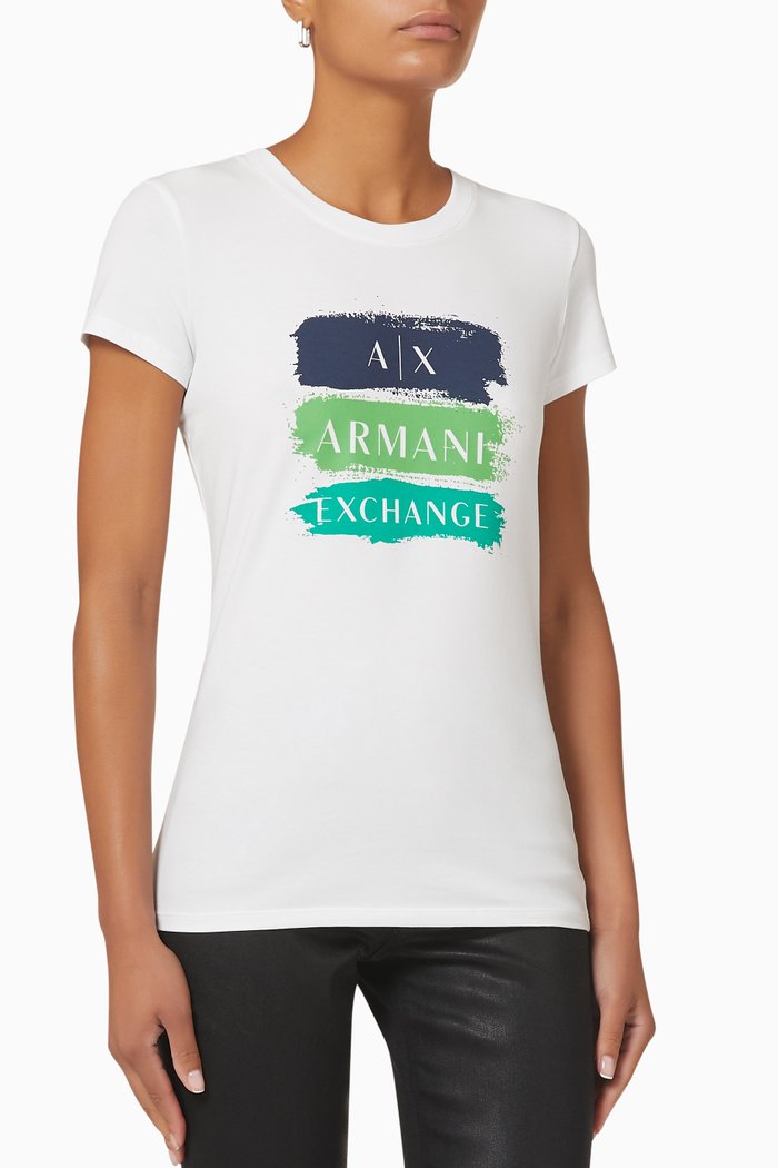 

Paint Brush AX Logo T-shirt in Jersey, White