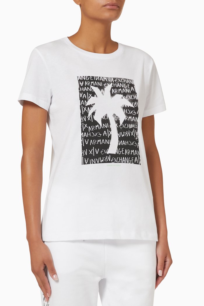 

Palm Tree AE Logo T-shirt in Cotton, White