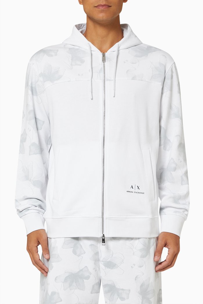 Zip-up Sweatshirt in Organic Cotton, White