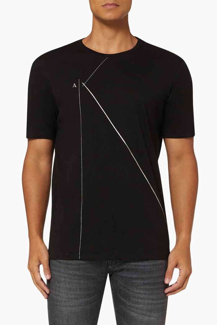 

Line Graphic T-shirt in Cotton, Black