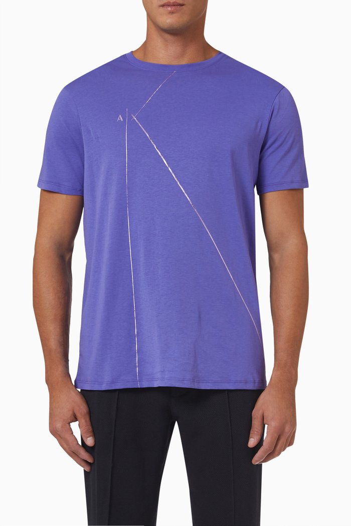 

Line Graphic T-shirt in Cotton, Purple