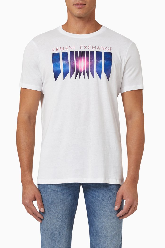 Graphic Print T-shirt in Cotton Jersey, White