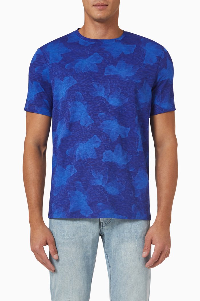 

Printed T-shirt in Cotton Jersey, Blue