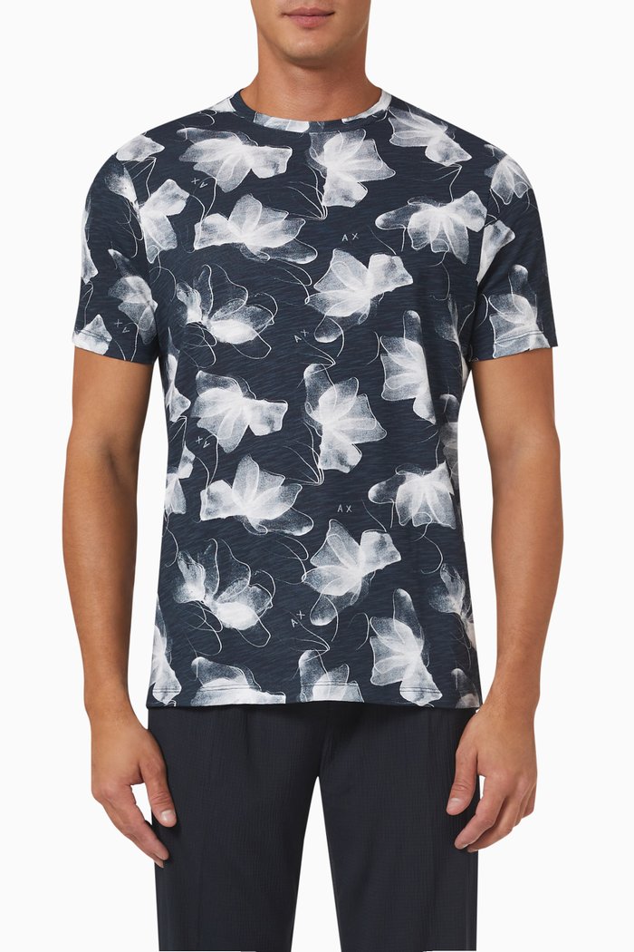 

Printed T-shirt in Cotton Jersey, Blue