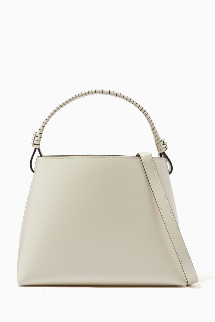 

Tellie Top Handle Bag in Leather, Neutral