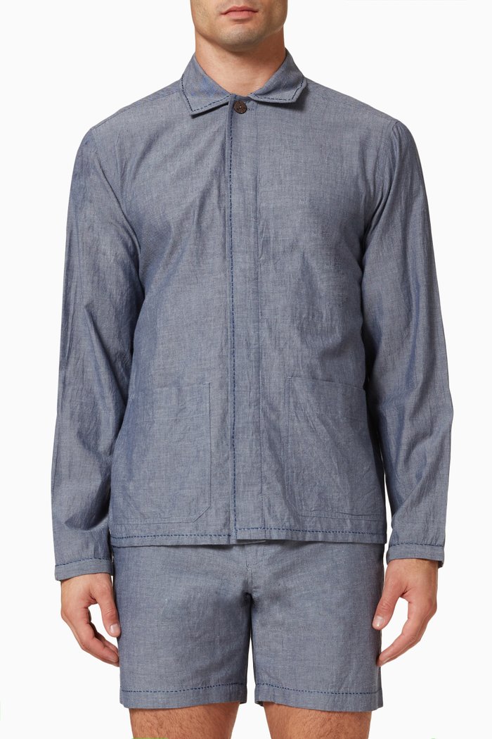 

Arpoador Jacket in Cotton Chambray, Grey