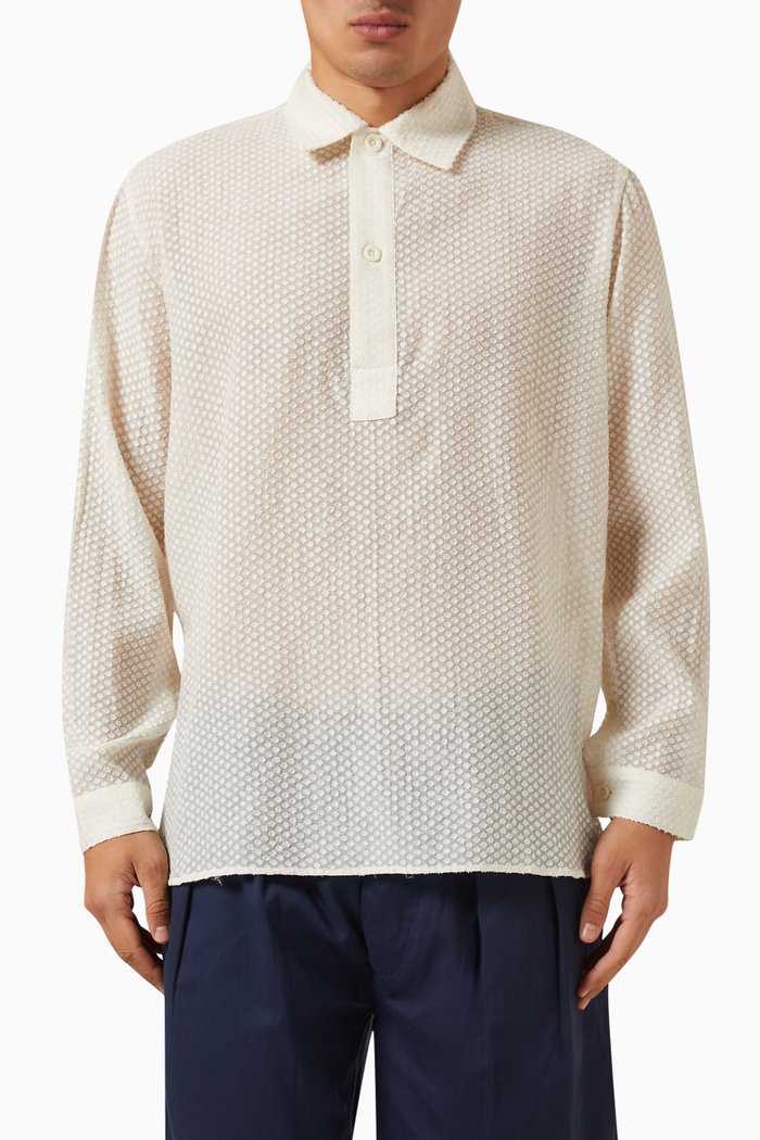 

Ornos Sand Appliqué Shirt in Cotton, Neutral