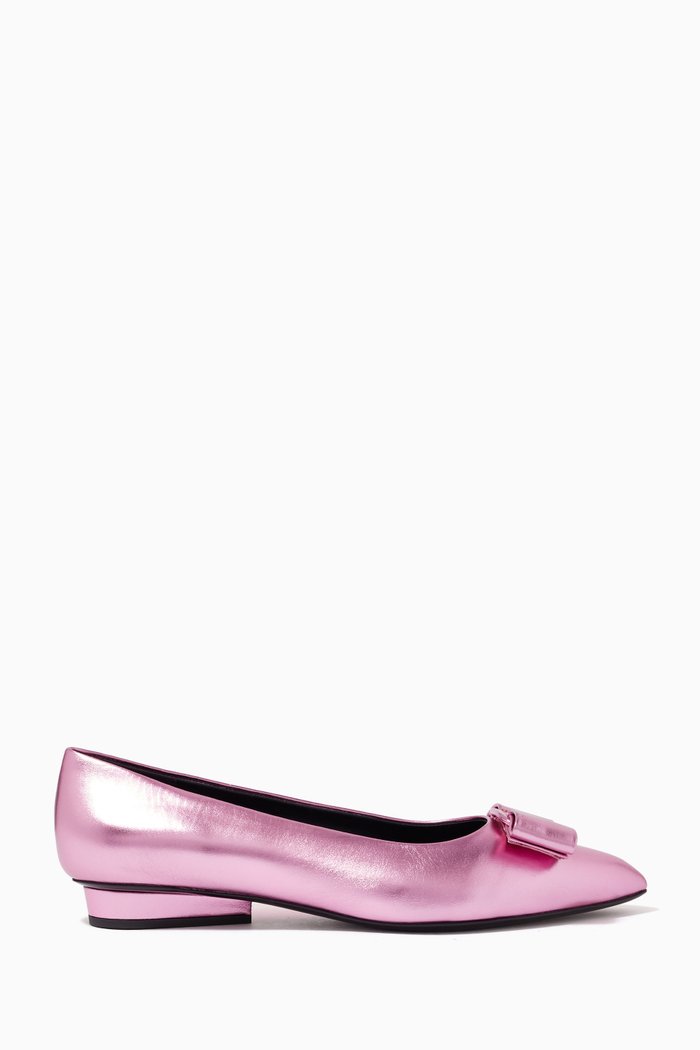 

Viva Ballet Flats in Metallic Leather, Pink