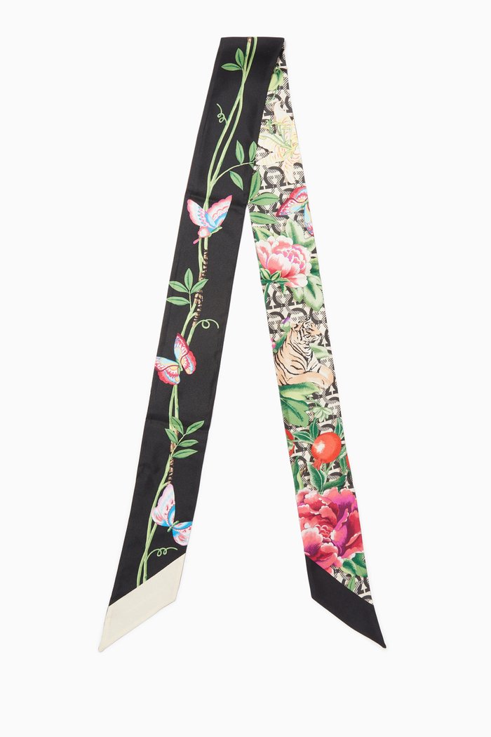 

Animali Jungla Felini Scarf in Silk, Grey