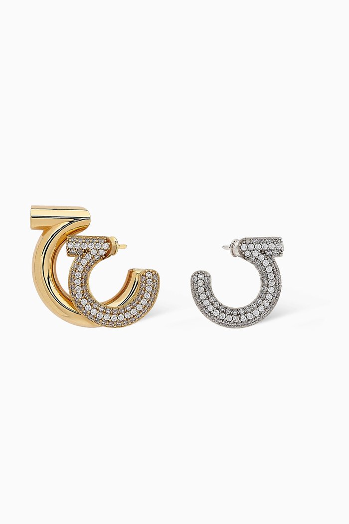 Gancini Embellished Earrings, Gold