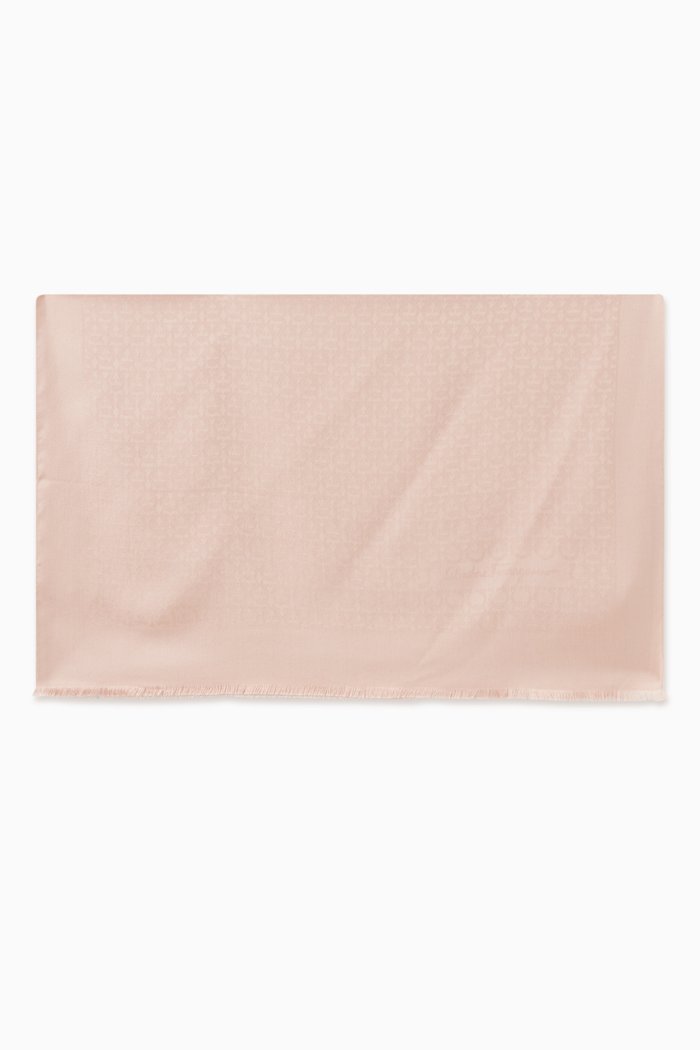 Gancini Stole in Silk & Wool, Neutral
