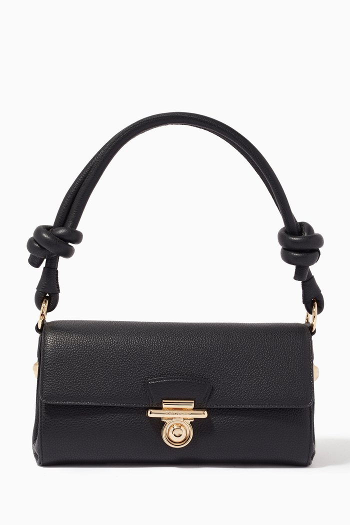 

Glam Shoulder Bag in Hammered Calfskin, Black
