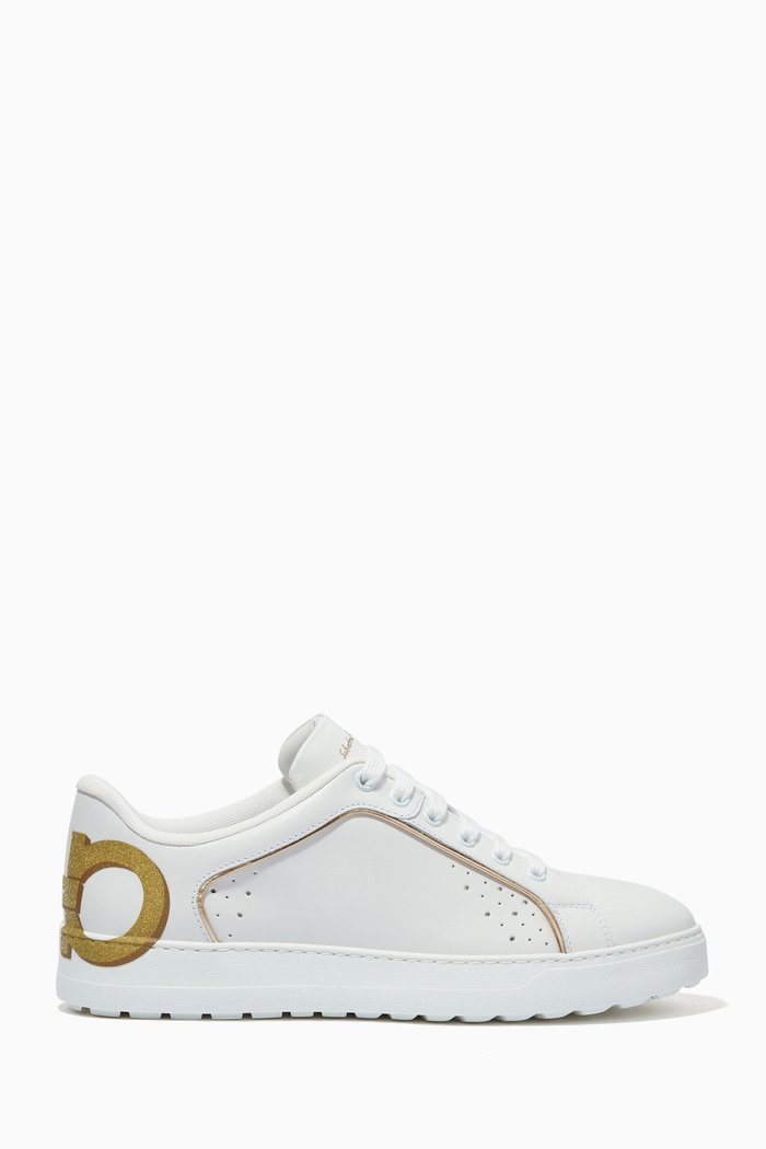 

Gancini Sneakers in Calf Leather, White