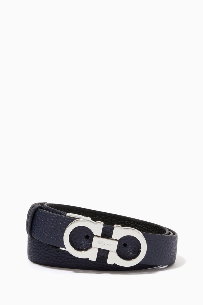 

Gancini Reversible Belt in Calfskin, Multicolour