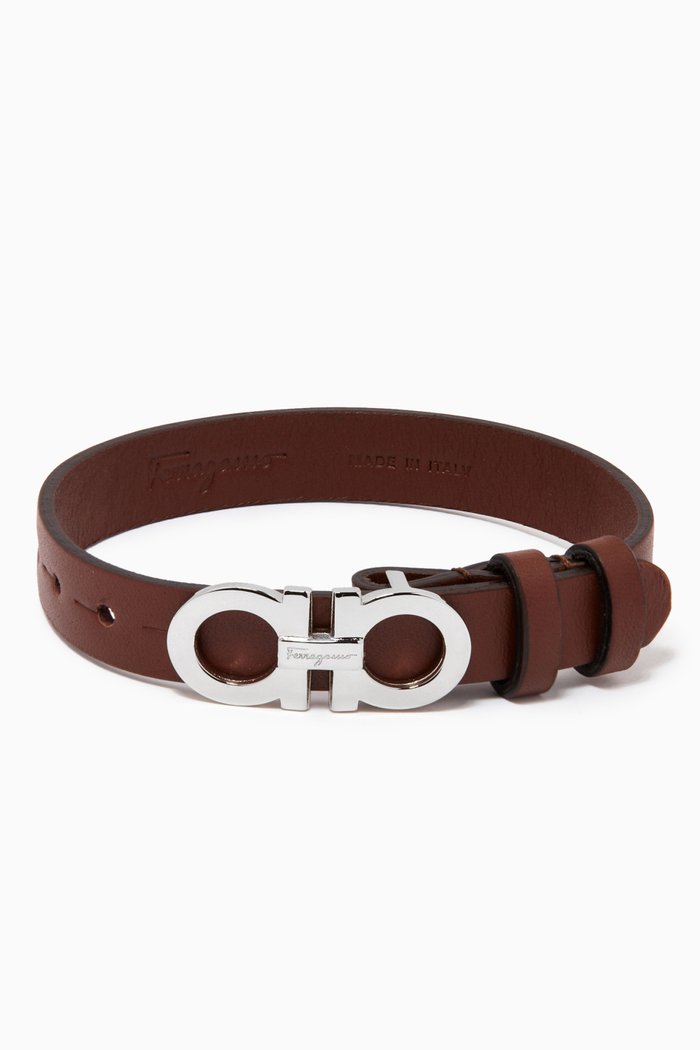 

Gancini Bracelet in Calfskin, Brown