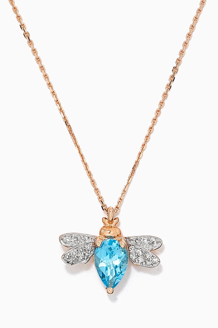 

Bee Blue Topaz Pendant Necklace in 14kt Rose Gold