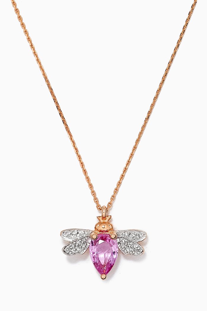 

Bee Pink Sapphire Pendant Necklace in 14kt Rose Gold