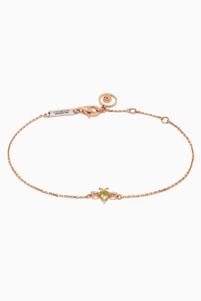 Bee Peridot Bracelet in 14kt Rose Gold