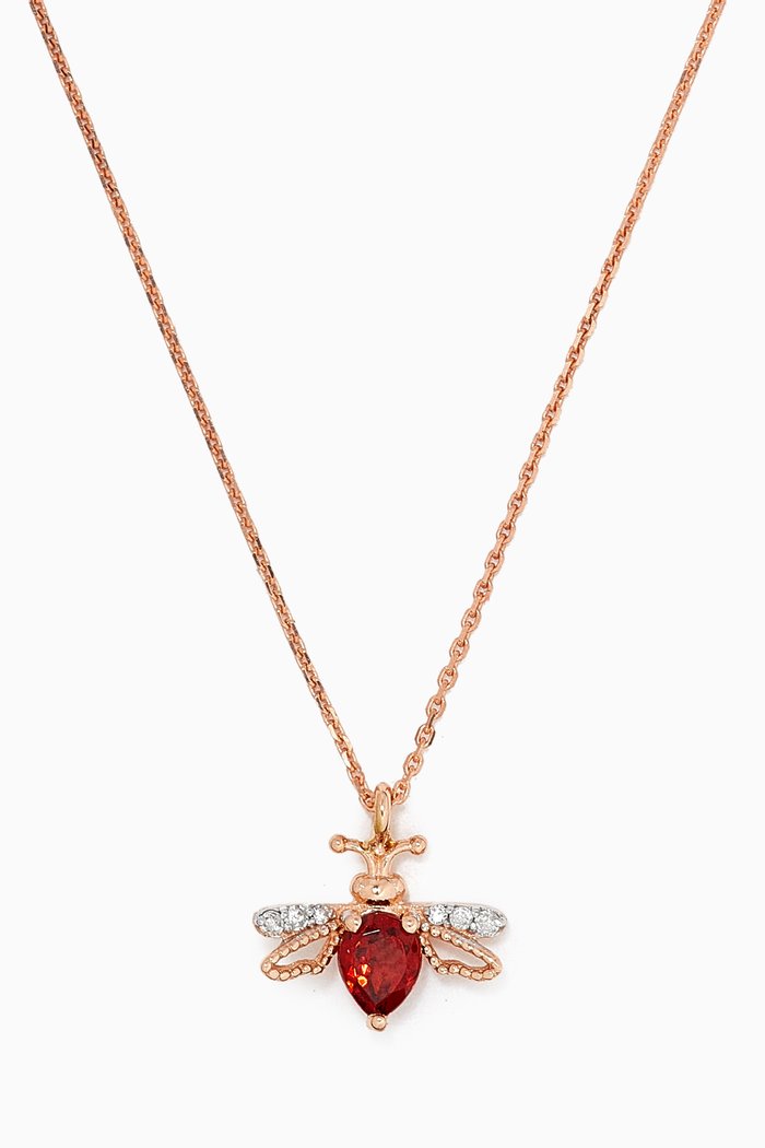 

Bee Diamond & Garnet Pendant Necklace in 14kt Rose Gold