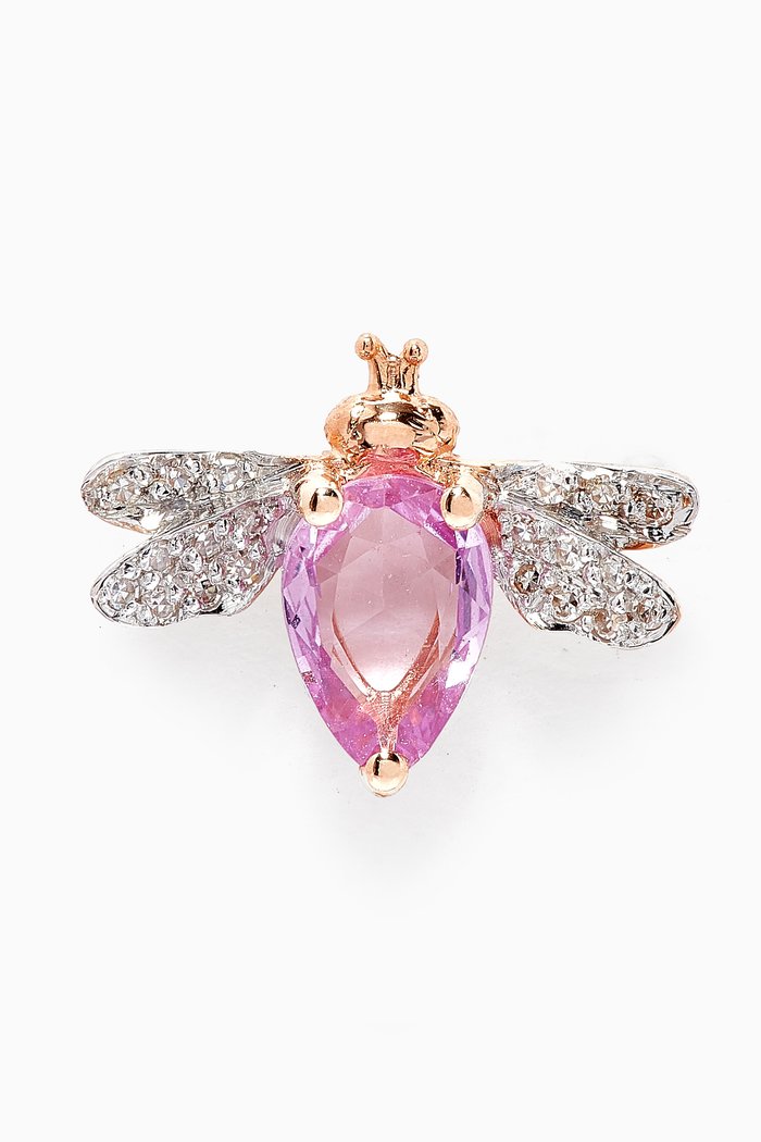 

Bee Diamond & Pink Sapphire Single Earring in 14kt Rose Gold