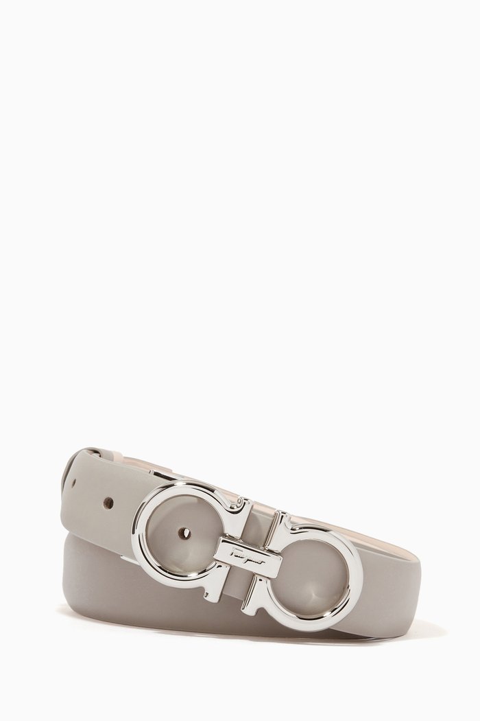 

Gancini Reversible Belt in Leather, Grey