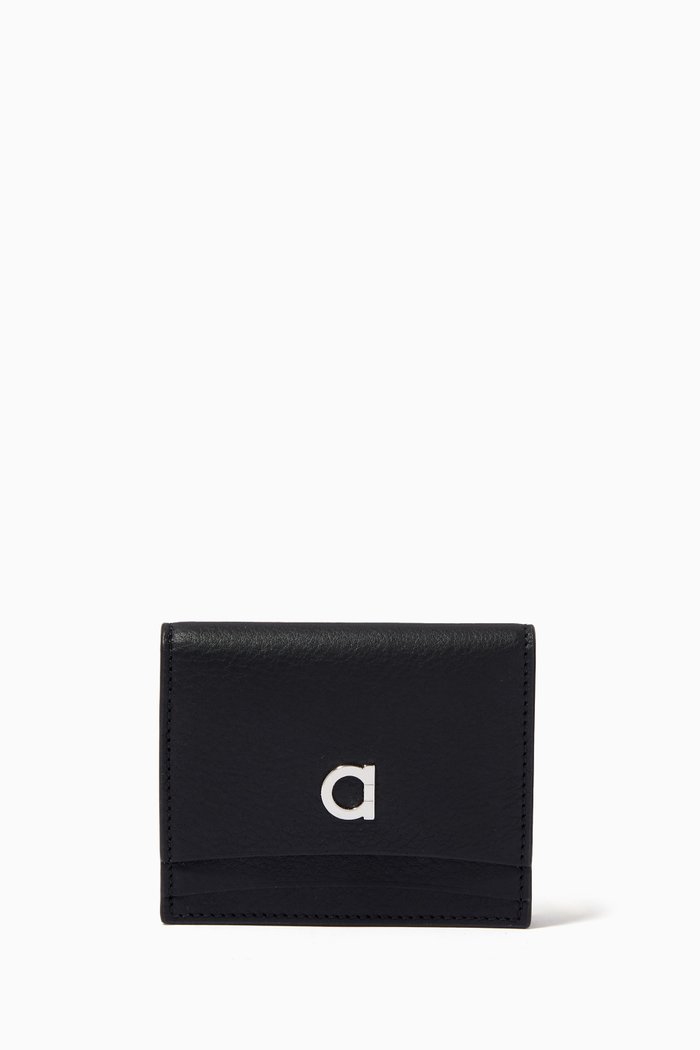 

Gancio Wallet in Calf Leather, Neutral