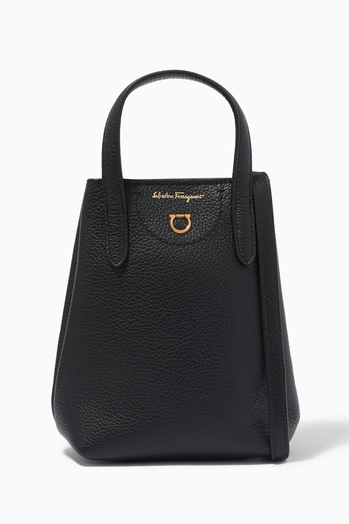 

Gancini Minibag in Hammered Calfskin, Black