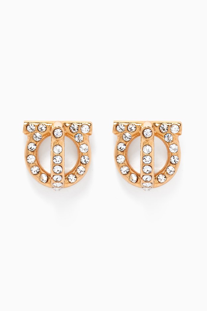 

Giancini 3D Earrings with Crystals in Brass, Gold