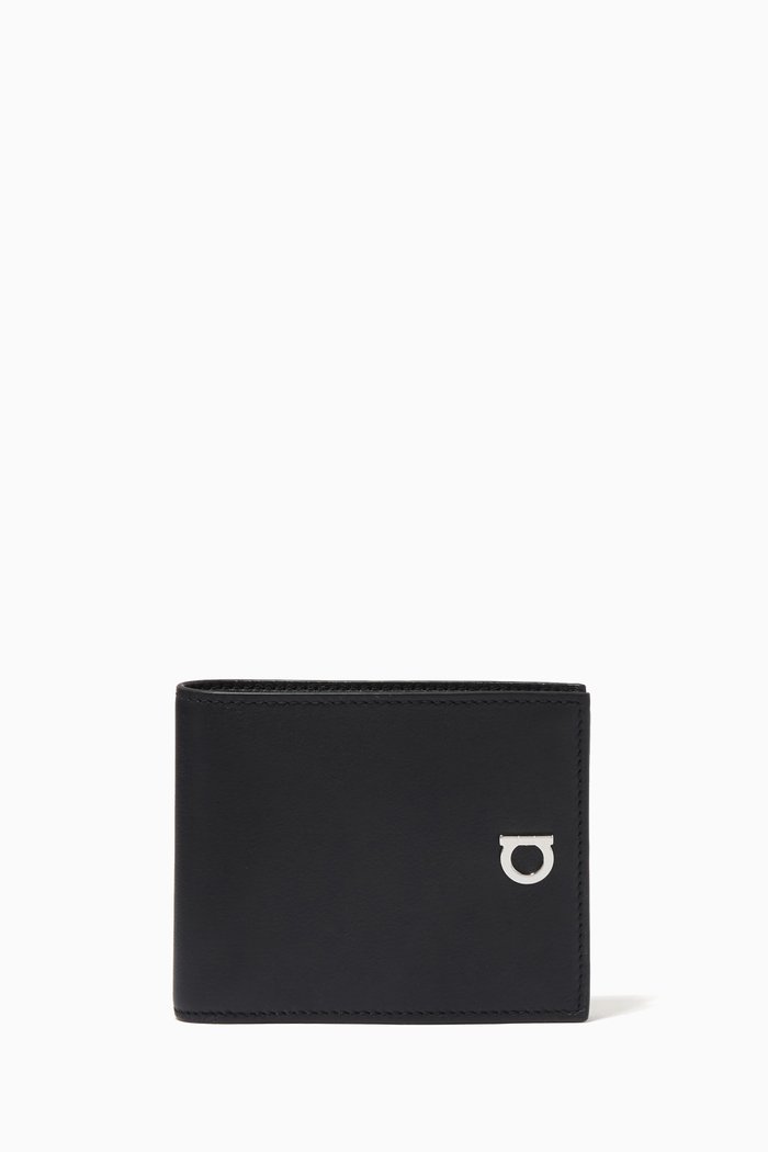 

Gancio Wallet in Calf Leather, Neutral