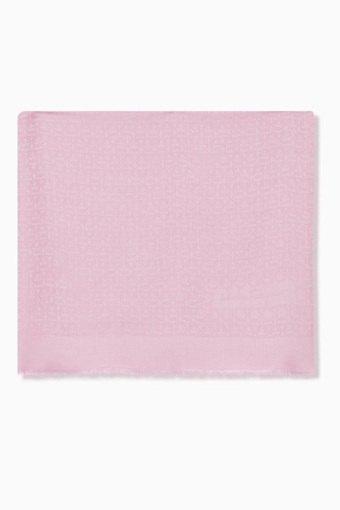

Gancini Stole in Silk & Wool, Pink