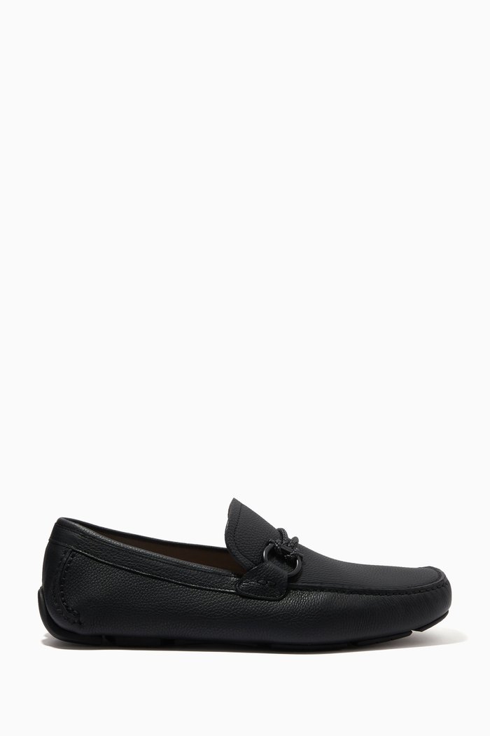 

Gancini Driver Loafers in Calfskin, Black