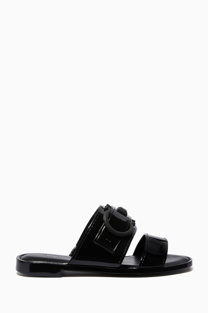 Gancini Slides in PVC, Black