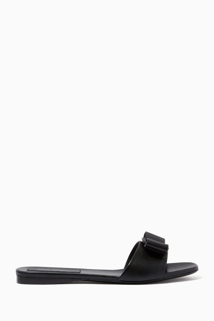 

Viva Flat Slides in Nappa, Black