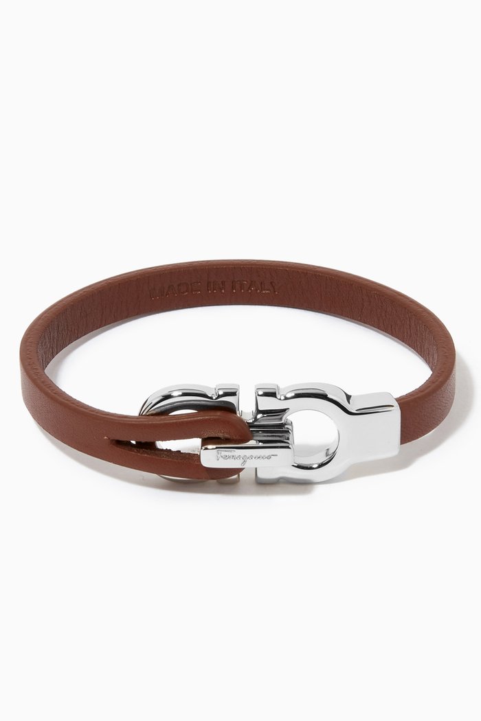 

Gancini Bracelet in Calfskin, Brown