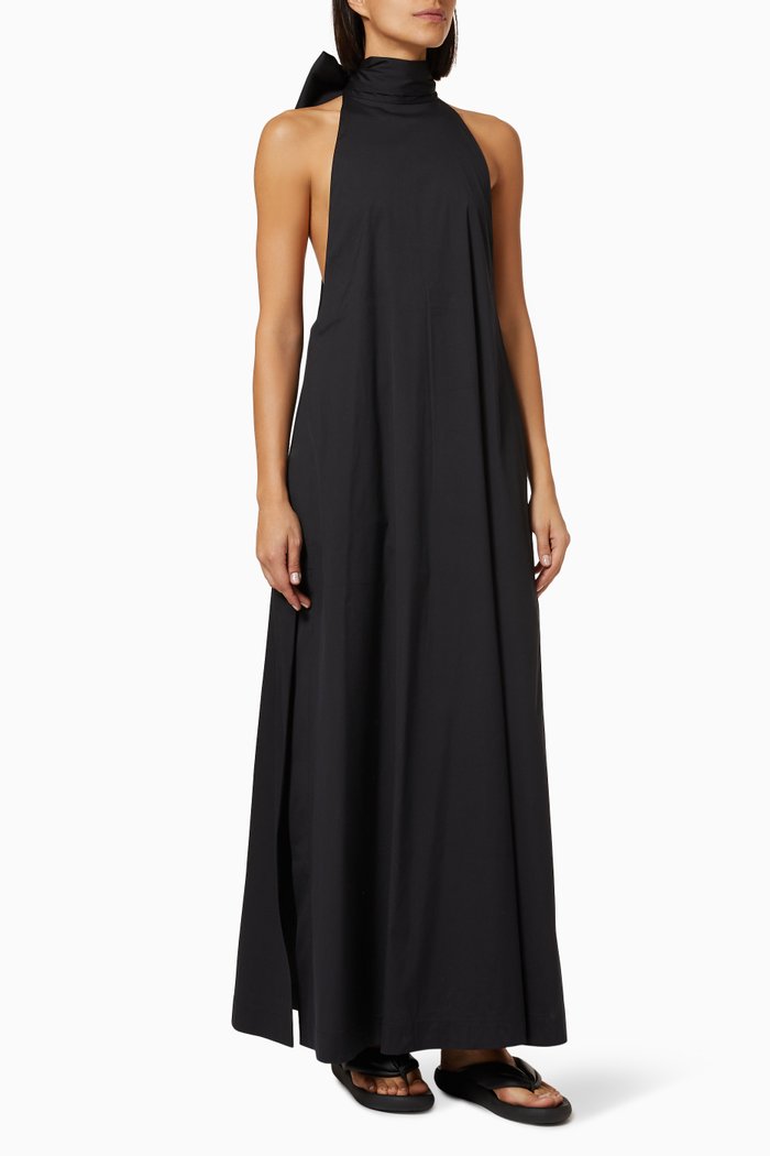 

Saint Thomas Dress in Organic Cotton Blend, Black