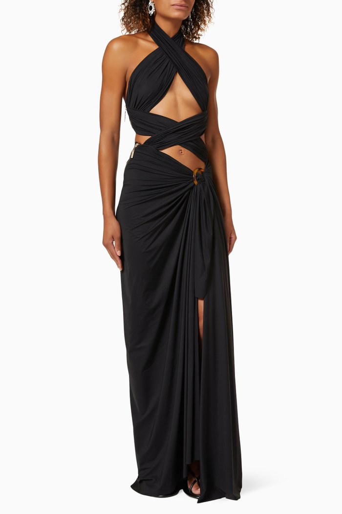 

Cleopatra Maxi Dress in Stretch Nylon, Black
