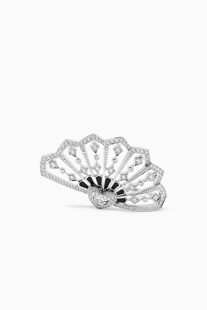 

Fanfare Classic Onyx & Diamond Ring in 18kt White Gold, Black