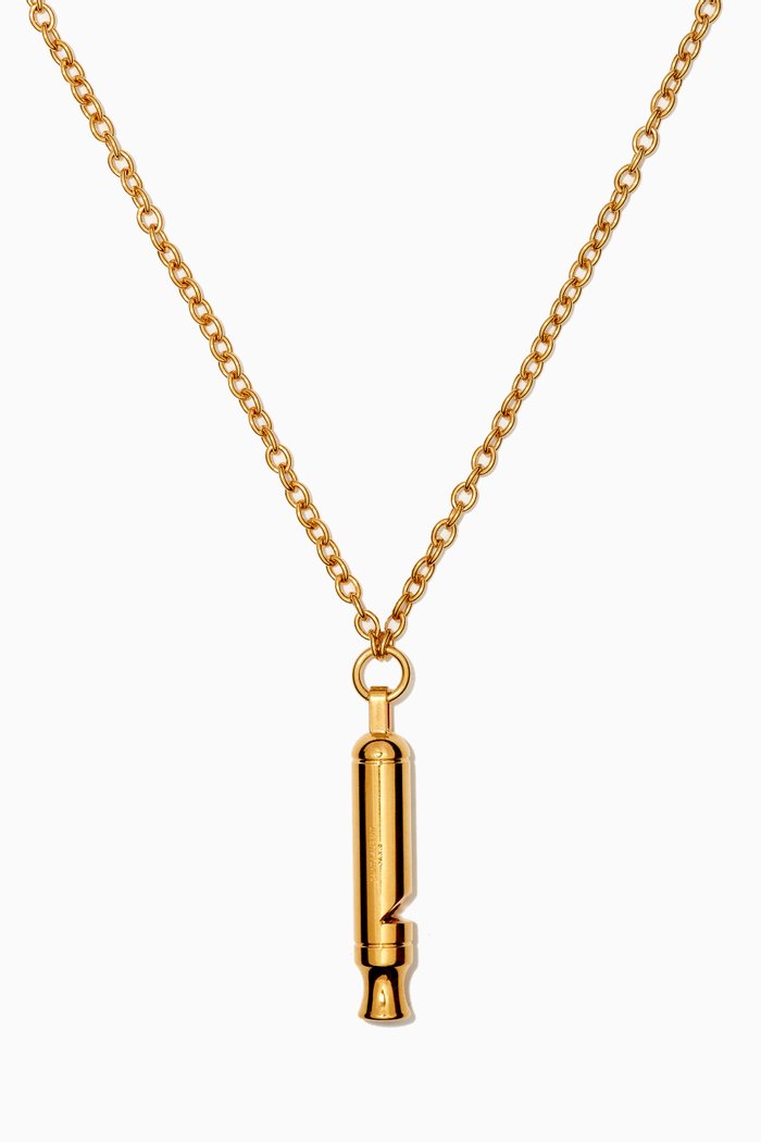 

Whistle Charm Necklace in Brass, Gold